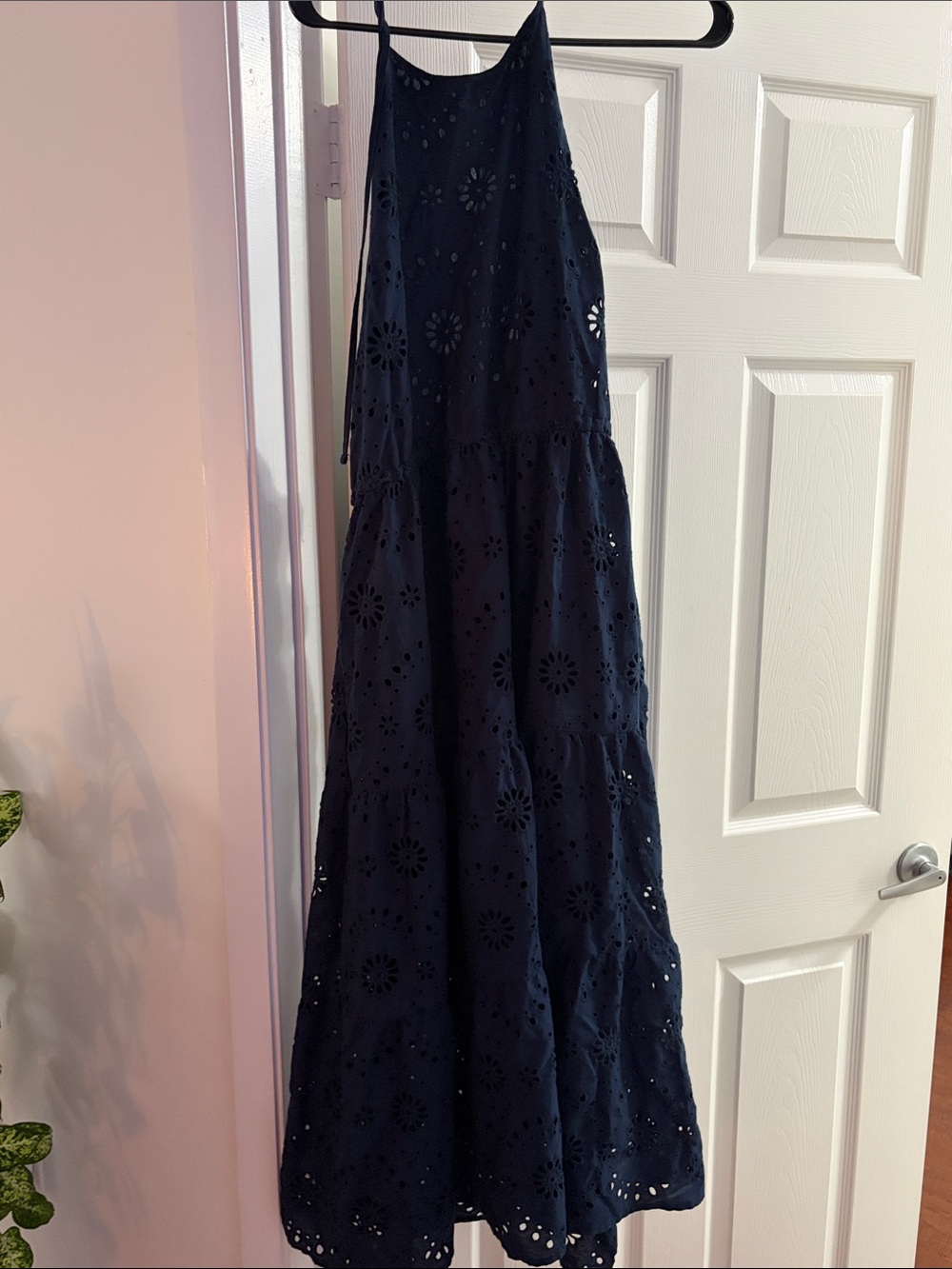 Navy Eyelet Maxi Dress